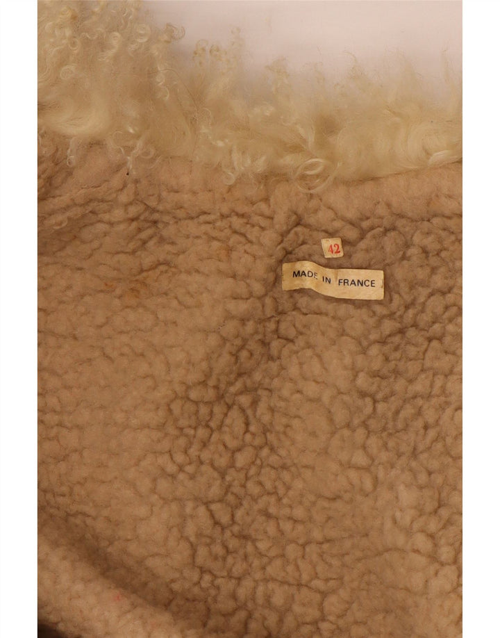 VINTAGE Shearling Coat til kvinder EU 42 Stor Brun