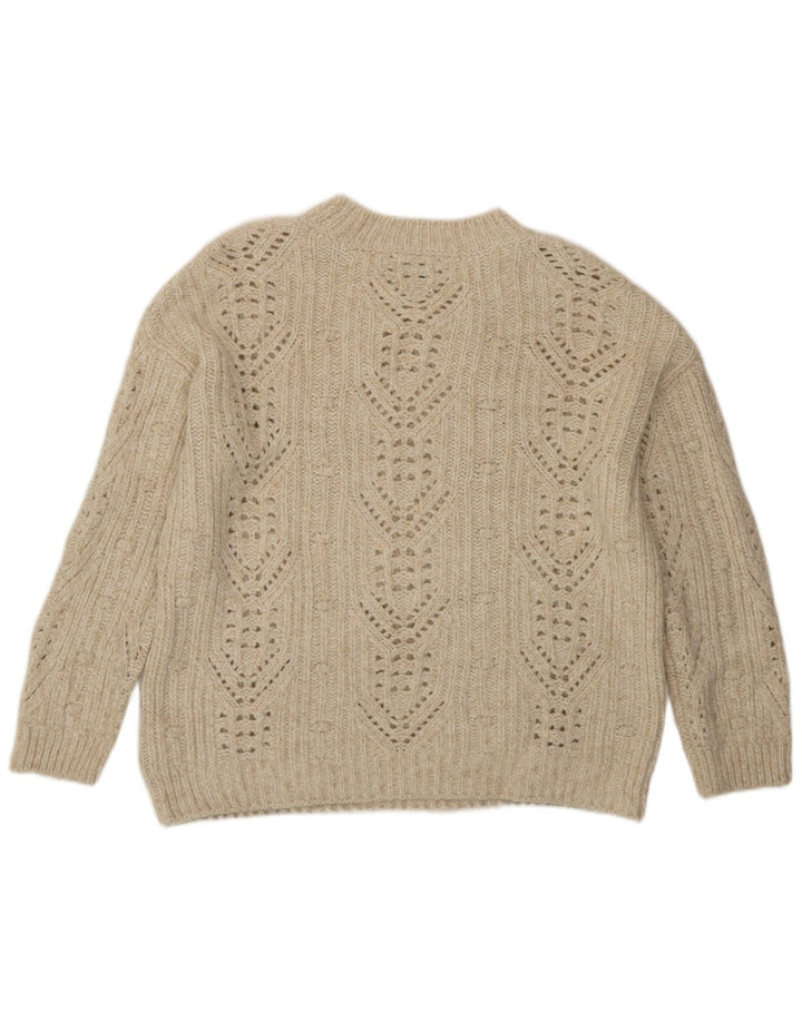 Massimo Dutti Dame Crew Neck Jumper Sweater UK 16 Large Off White