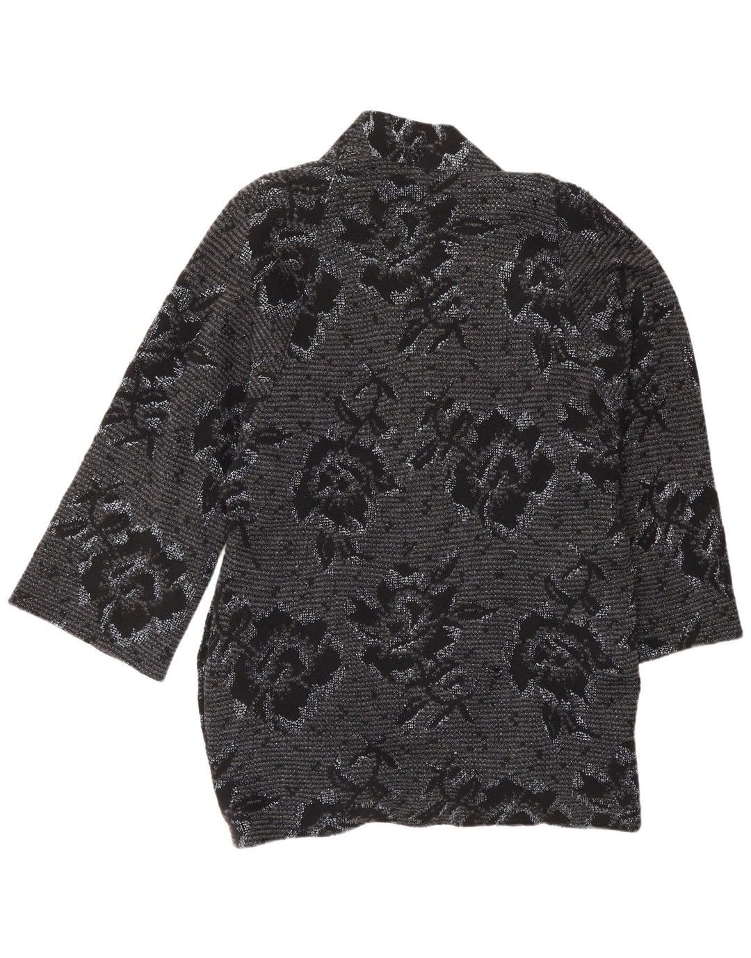 JAEGER Oversized åben overfrakke til kvinder UK 8 Small Grey Floral Wool