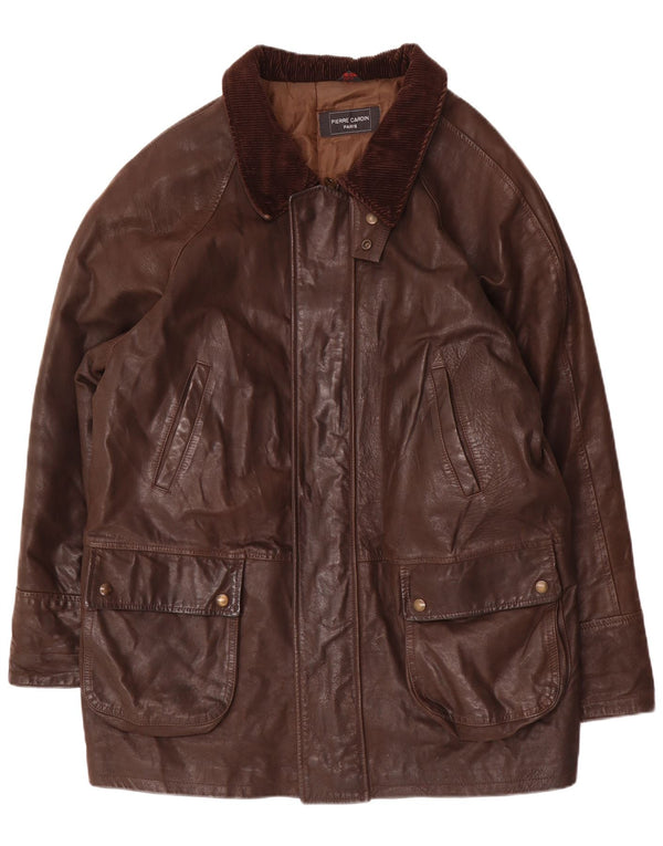 Pierre Cardin Herre Læderjakke IT 56 3XL Brun