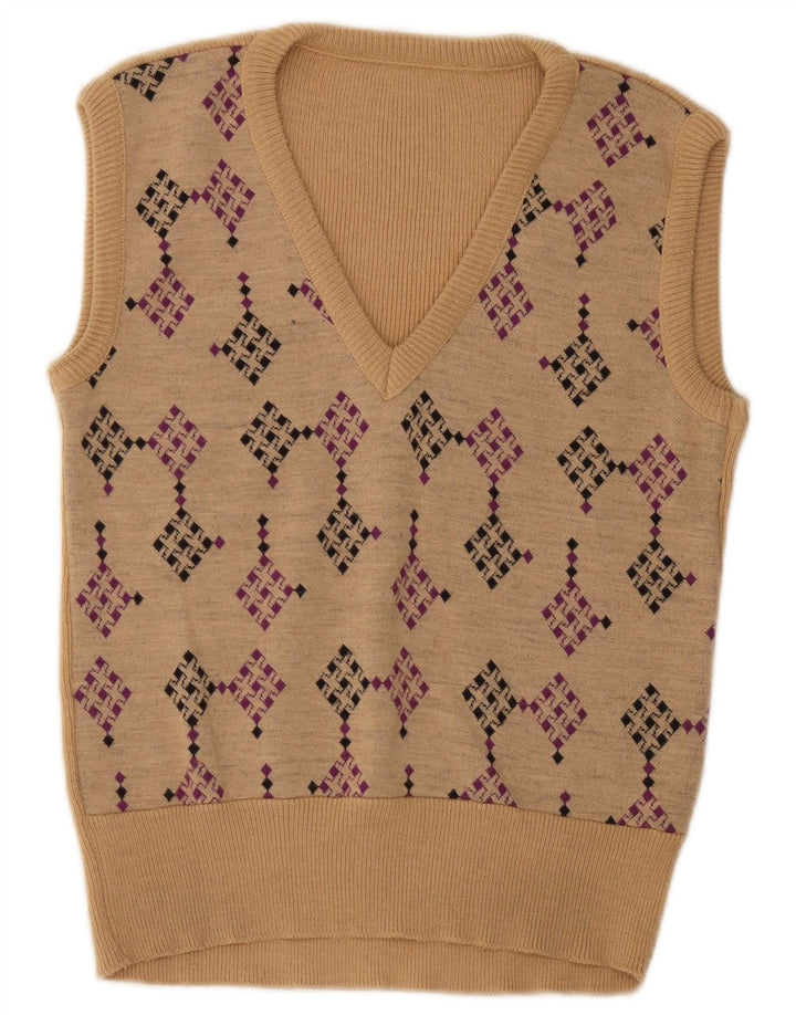 Vintage herrevest tanktop lille beige geometrisk