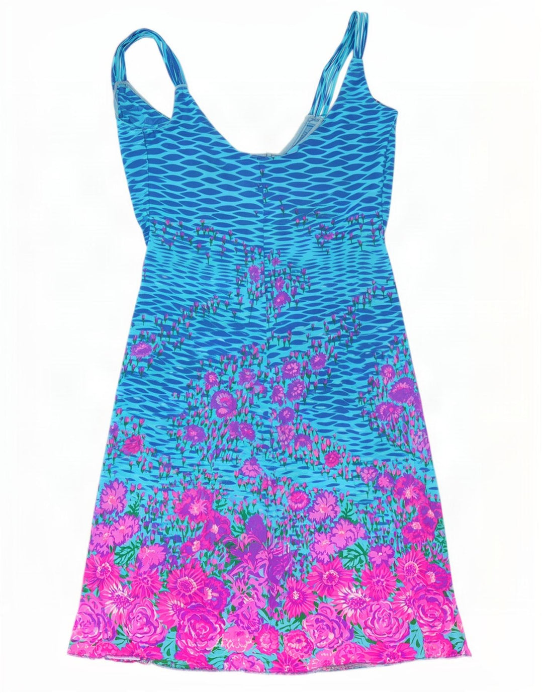 Vintage solkjole til kvinder IT 46 Large Blue Floral