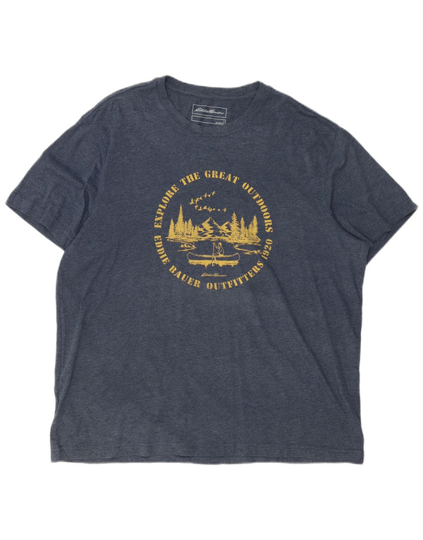 Eddie Bauer Herre grafisk T-shirt Top Stor Marineblå Flecked Bomuld