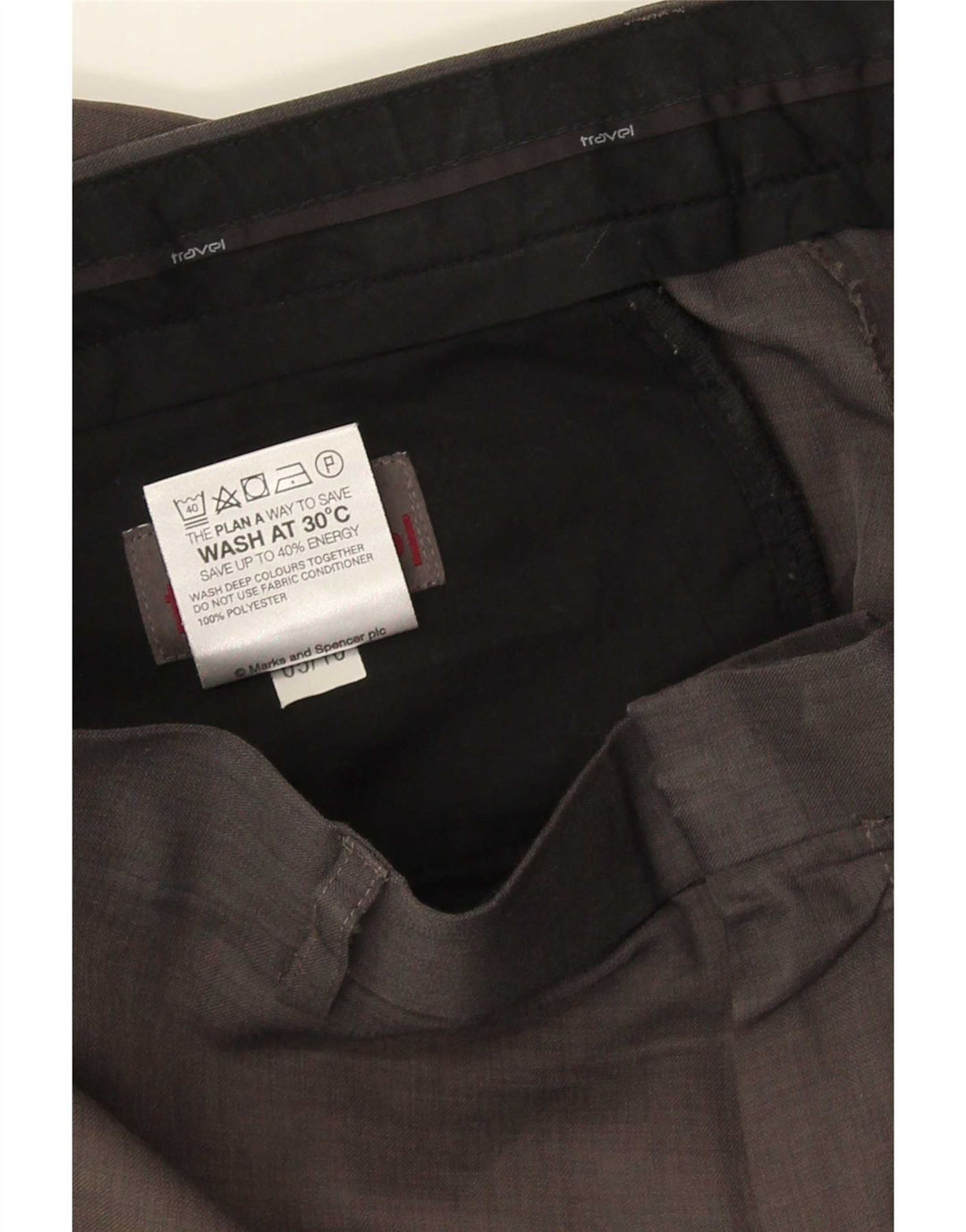 Marks & Spencer Straight Chino-bukser til mænd W36 L29 Grå polyester