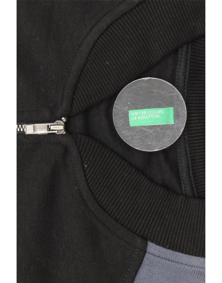 BENETTON Womens Crop træningsdragt topjakke UK 16 Large Black Colourblock