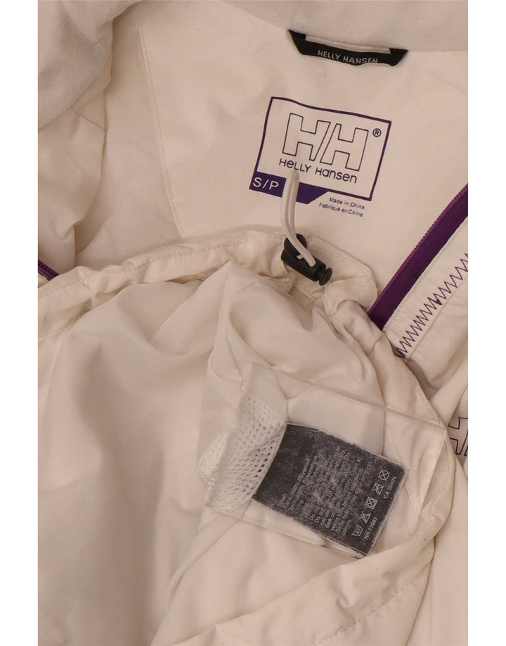 Helly Hansen Dame Grafisk Hætte Regnjakke UK 10 Lille Hvid Polyamid