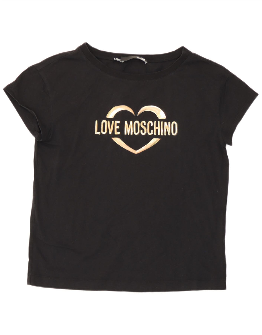 Moschino Dame Grafisk T-Shirt Top UK 14 Stor Sort