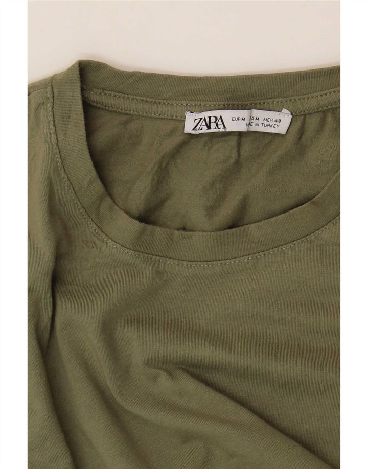 Zara Herre T-shirt Top Medium Khaki