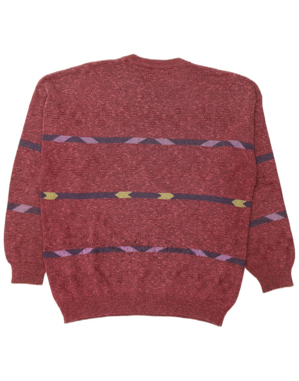 ALLORA Herre sweater med rund hals IT 56 2XL Bourgogne geometrisk bomuld