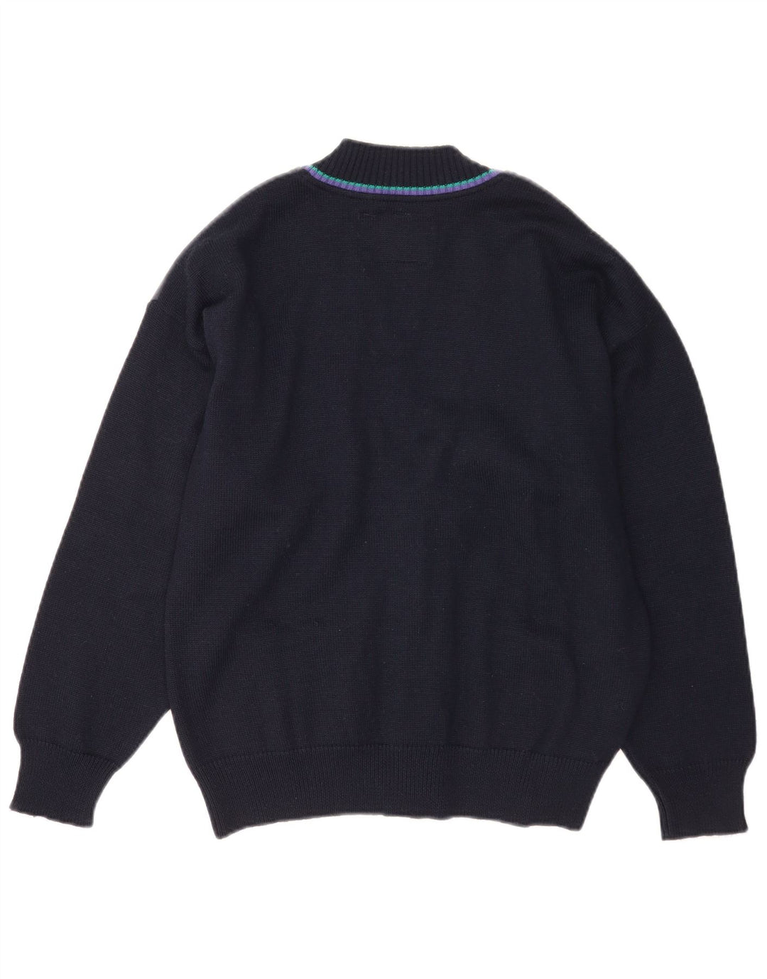 Il Granchio Herre cardigan sweater Medium Marineblå Colourblock Uld