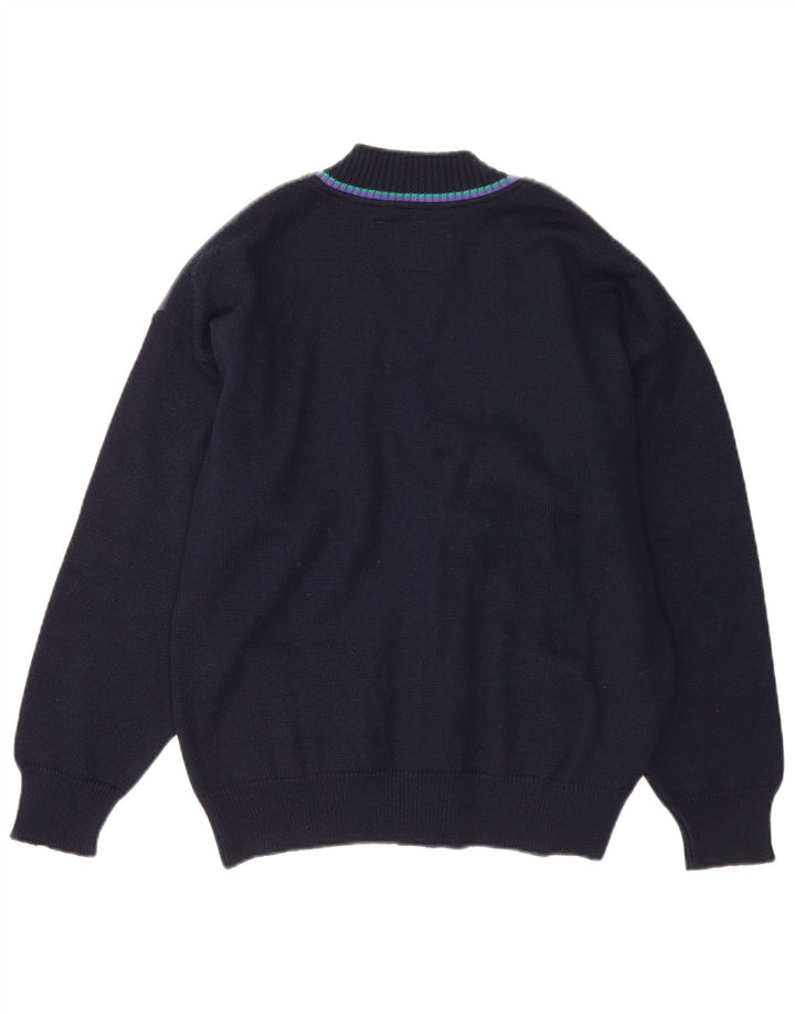 Il Granchio Herre cardigan sweater Medium Marineblå Colourblock Uld