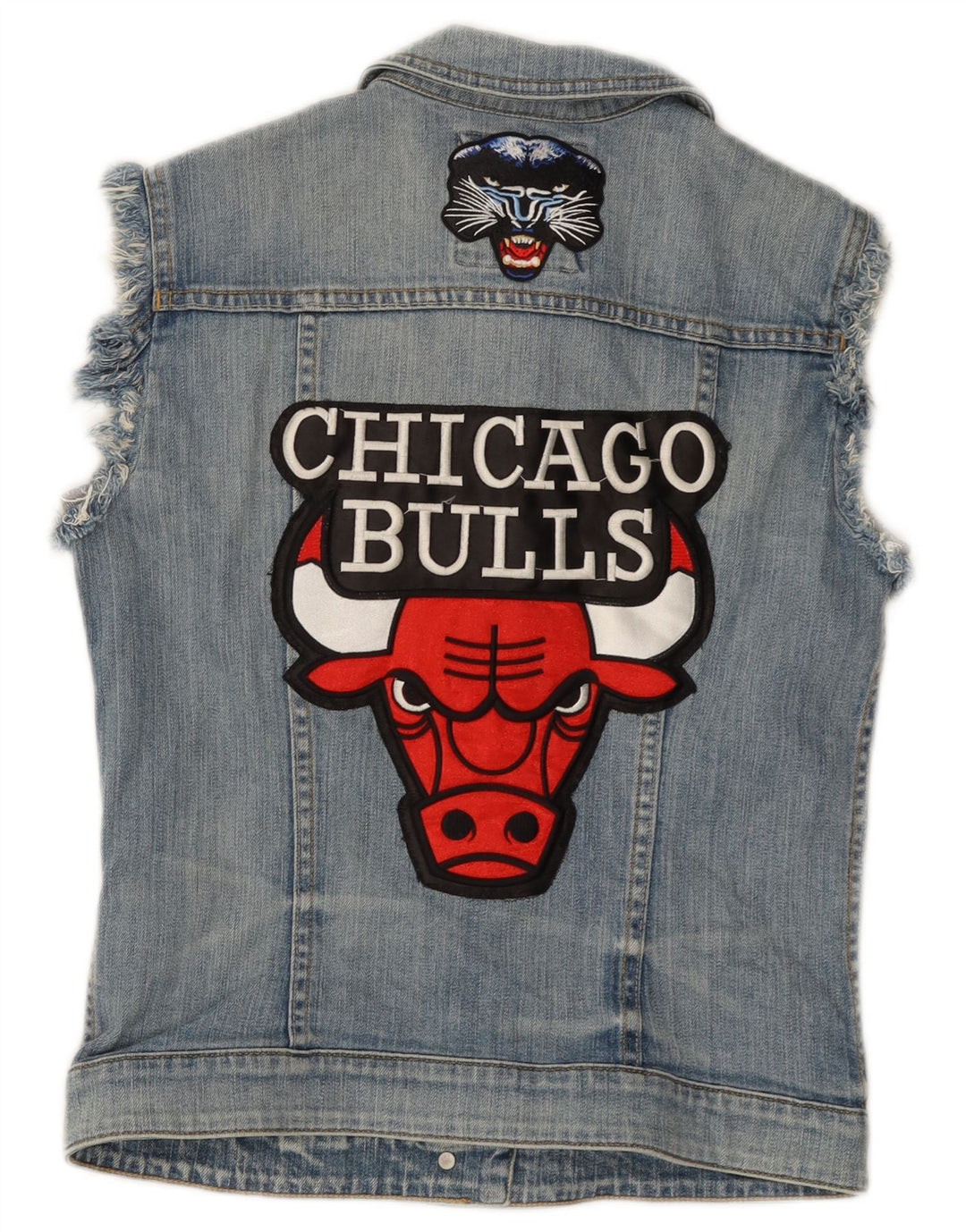 ESPRIT Womens Chicago Bulls Grafisk Denim Gilet UK 12 Medium Blue Cotton
