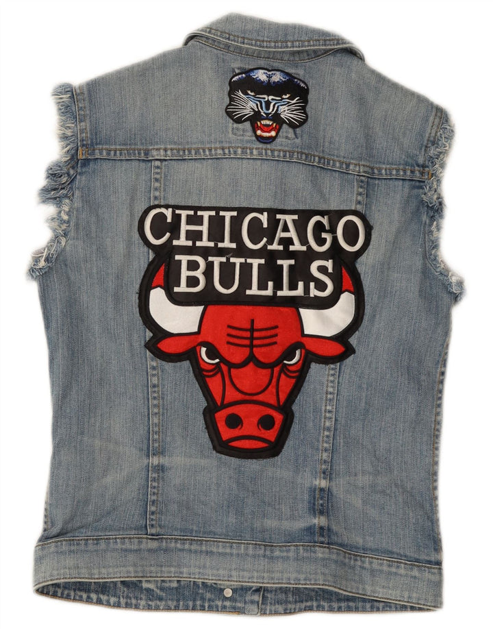 ESPRIT Womens Chicago Bulls Grafisk Denim Gilet UK 12 Medium Blue Cotton