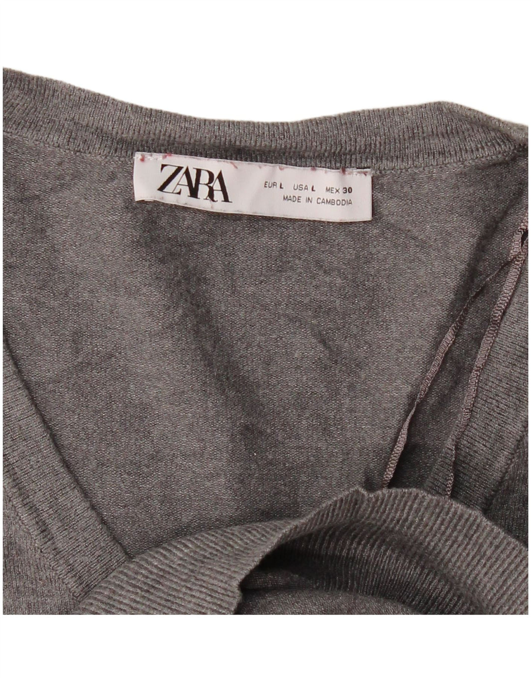 Zara Dame V-hals sweater UK 16 Stor Grå