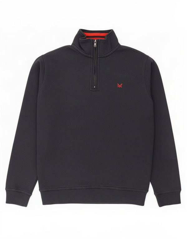Crew Clothing Mens Zip Neck Sweatshirt Jumper Medium Navy Blue Cotton
