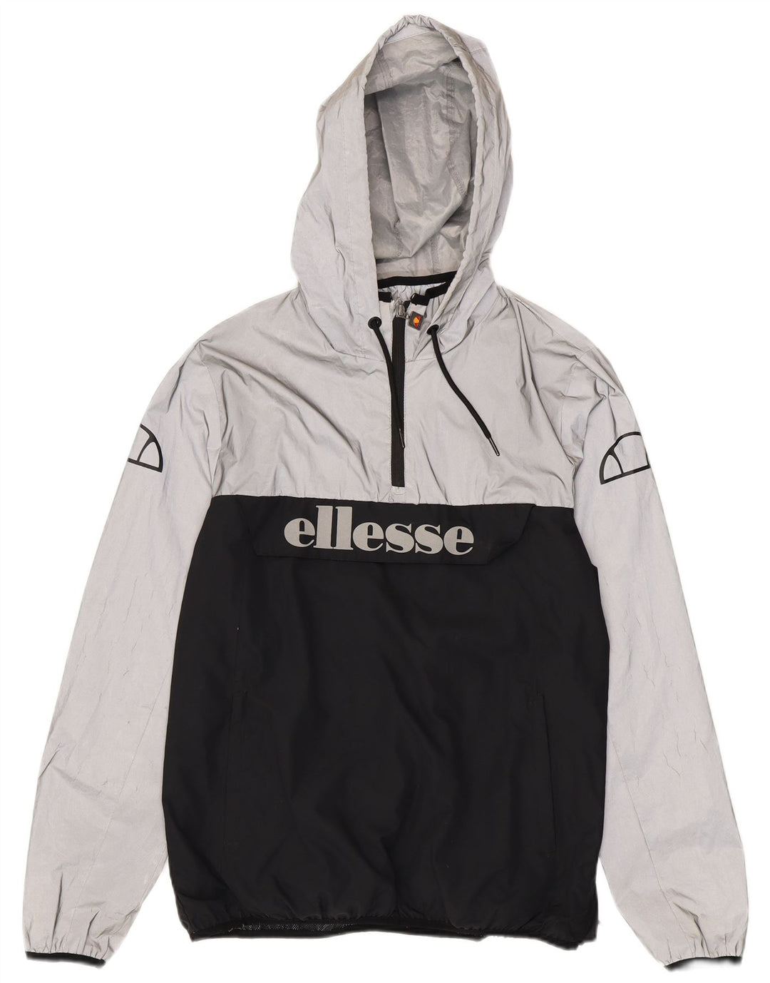 Ellesse Herre grafisk regnjakke med hætte UK 40 Large Black Colourblock