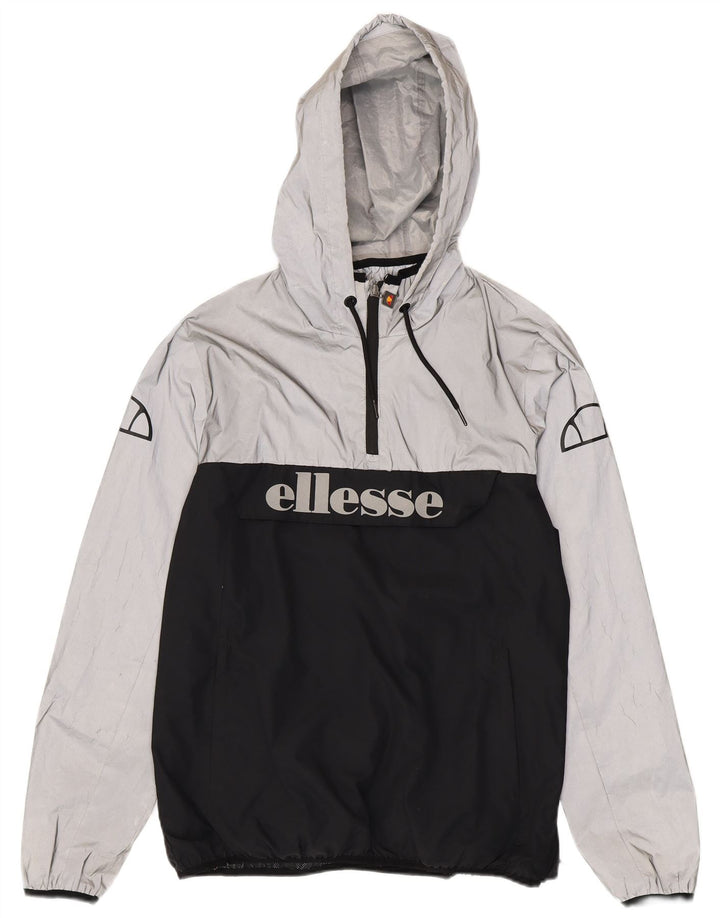 Ellesse Herre grafisk regnjakke med hætte UK 40 Large Black Colourblock