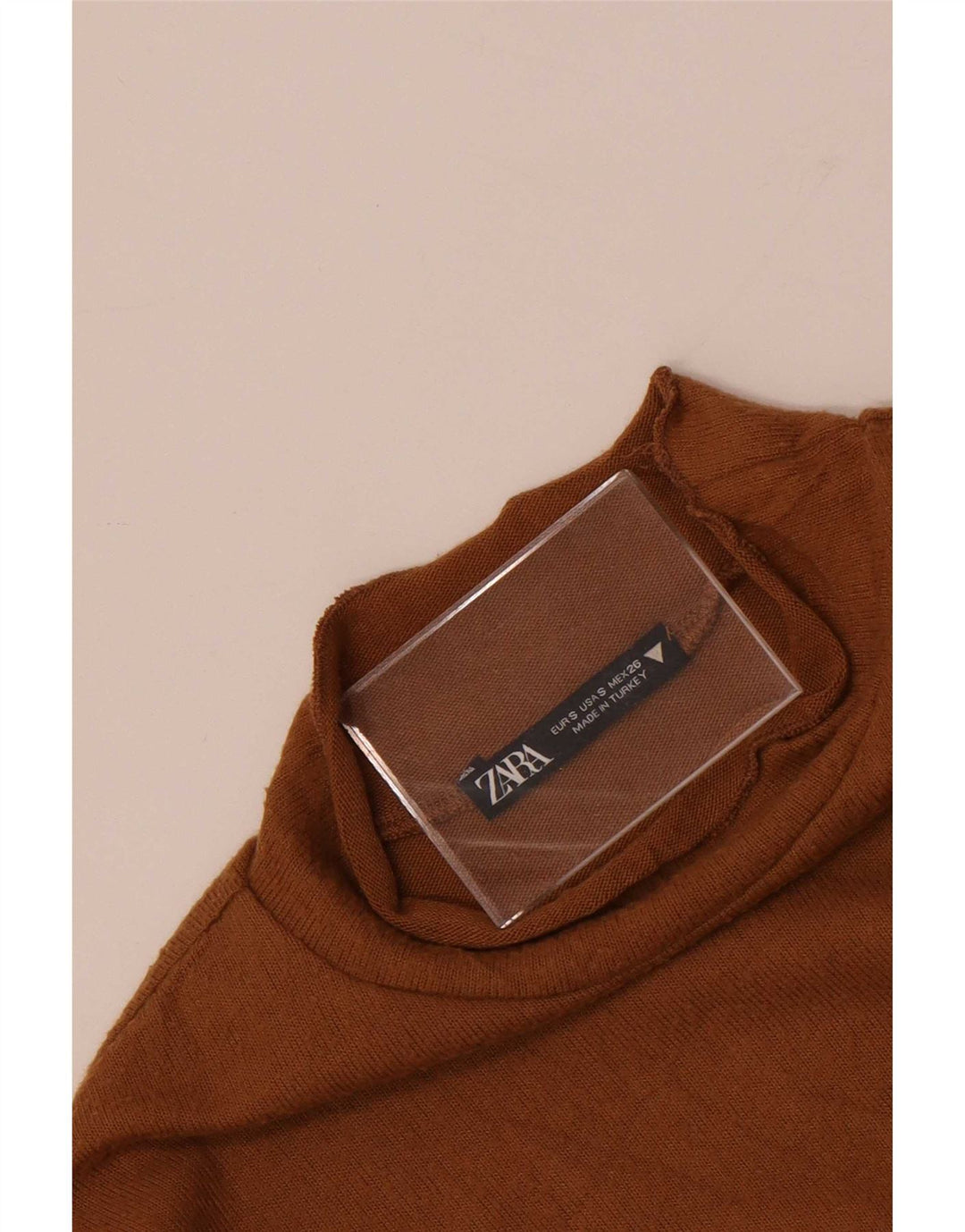 Zara Dame Crop Top Langærmet UK 8 Lille Brun