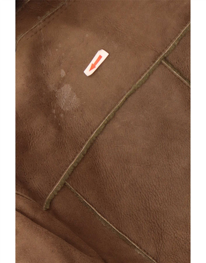 Hide Society Womens Shearling Jacket EU 38 Small Brown fåreskind