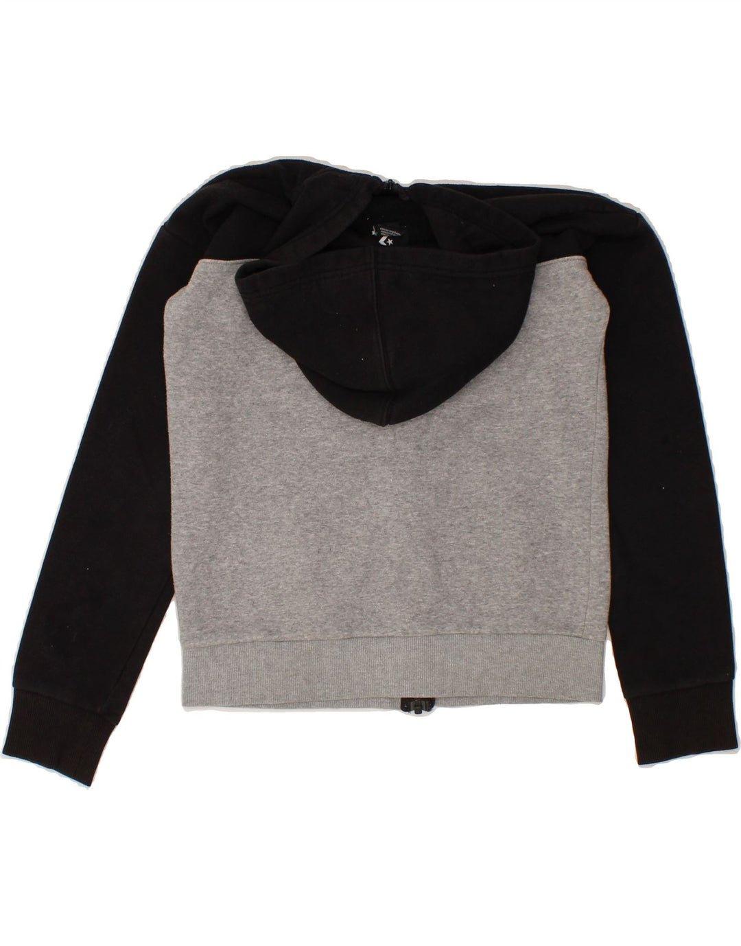 CONVERSE Boys Zip Hoodie Sweater 12-13 Years Large Grey Colourblock Vintage Converse and Second-Hand Converse from Messina Hembry 