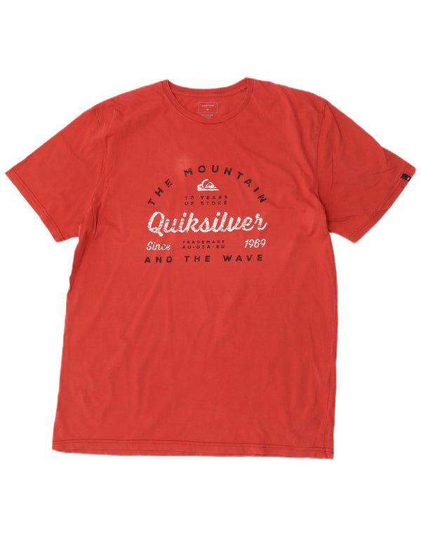 Quiksilver Mens Regular Fit Graphic T-Shirt Top 2XL Red Cotton