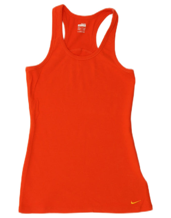 Nike Damevest Top UK 8/10 Small Orange Cotton Sports