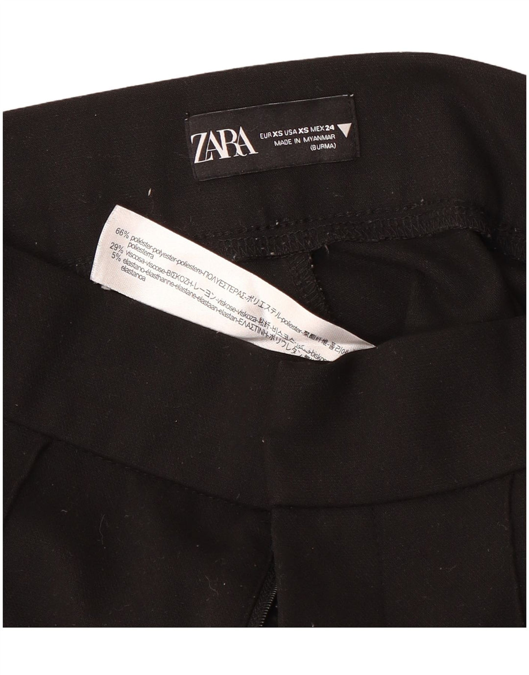 ZARA Dame Bootcut Suit Bukser XS W24 L27 Sort Polyester
