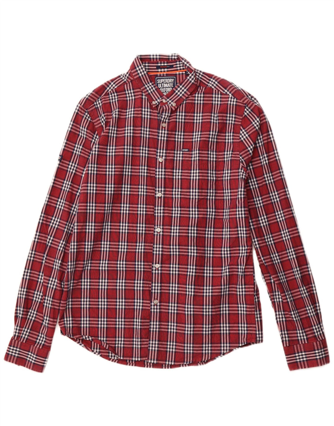SUPERDRY Herre Regular Fit Skjorte Stor Bourgogne ternet bomuld