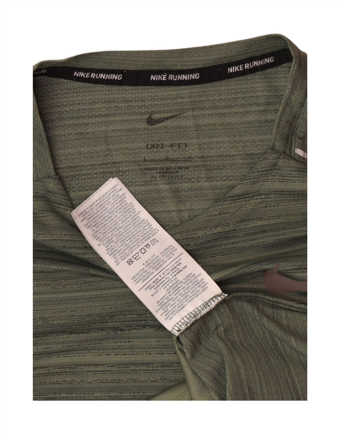 Nike Dri Fit T-shirt til mænd, stor grøn stribet polyester