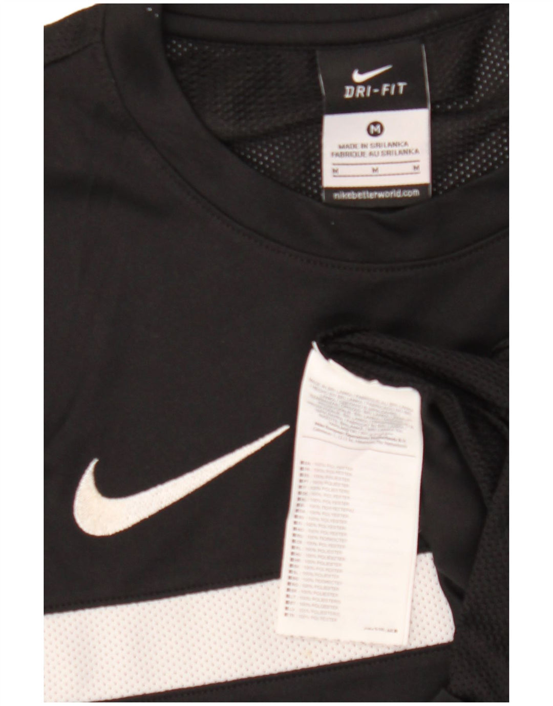 Nike Herre T-shirt Top Medium Sort Colourblock Polyester