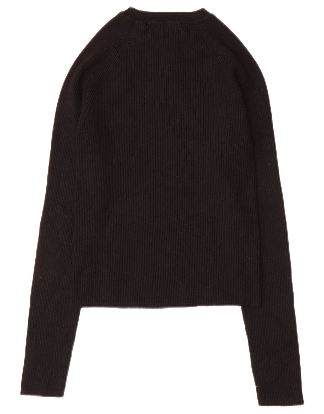 Zara Womens Crop Top Langærmet UK 12 Medium Black Viscose