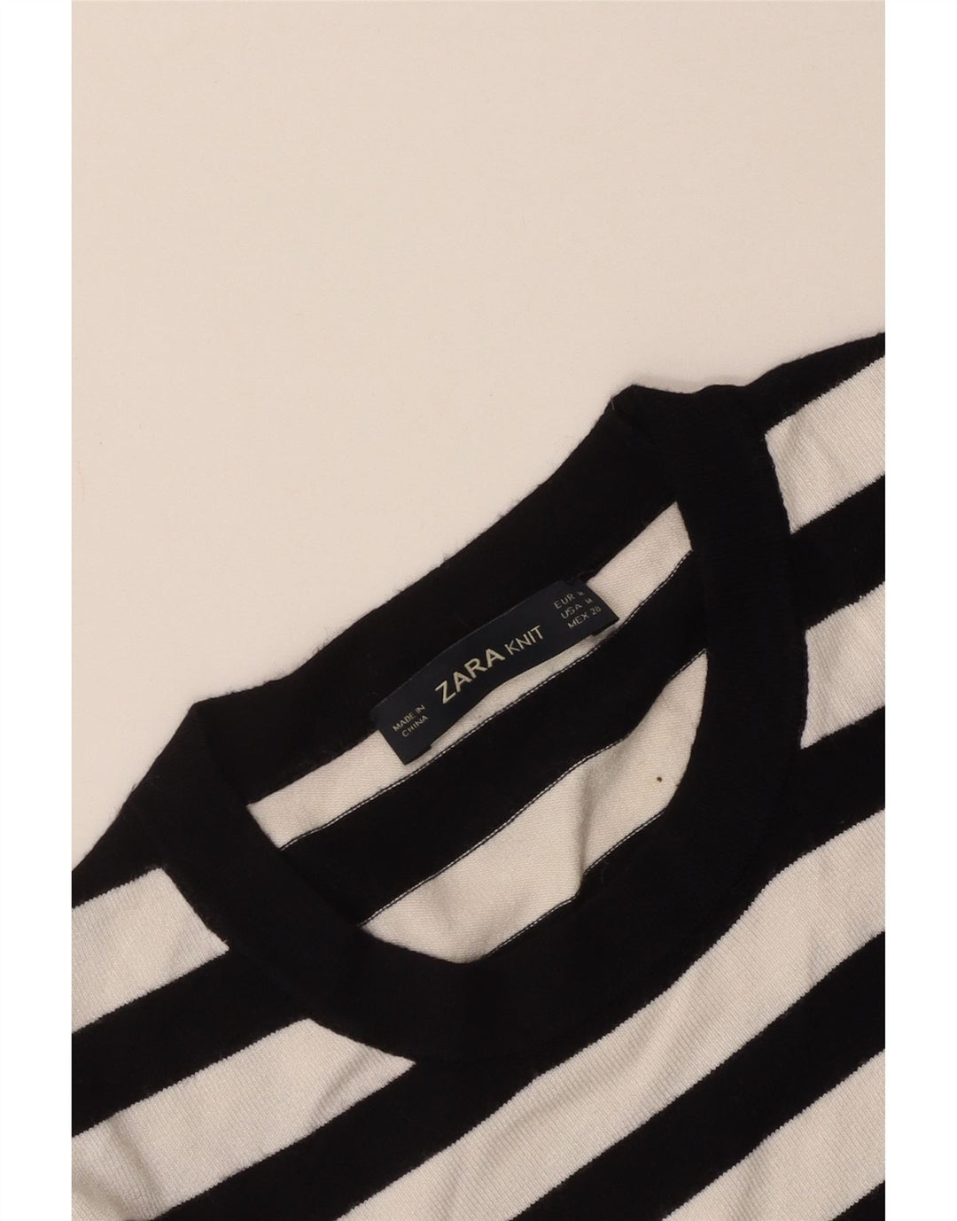 Zara Dame Jumper Sweater UK 12 Medium Sort Stribet