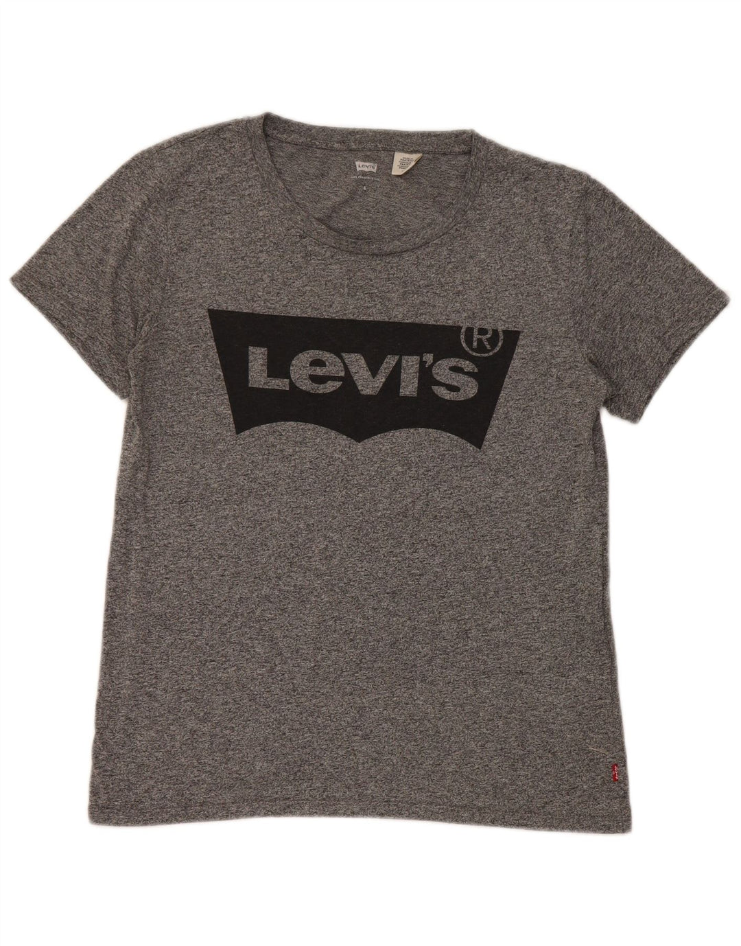 Levi's Grafisk T-shirt top til kvinder UK 10 Lille grå flækket polyester