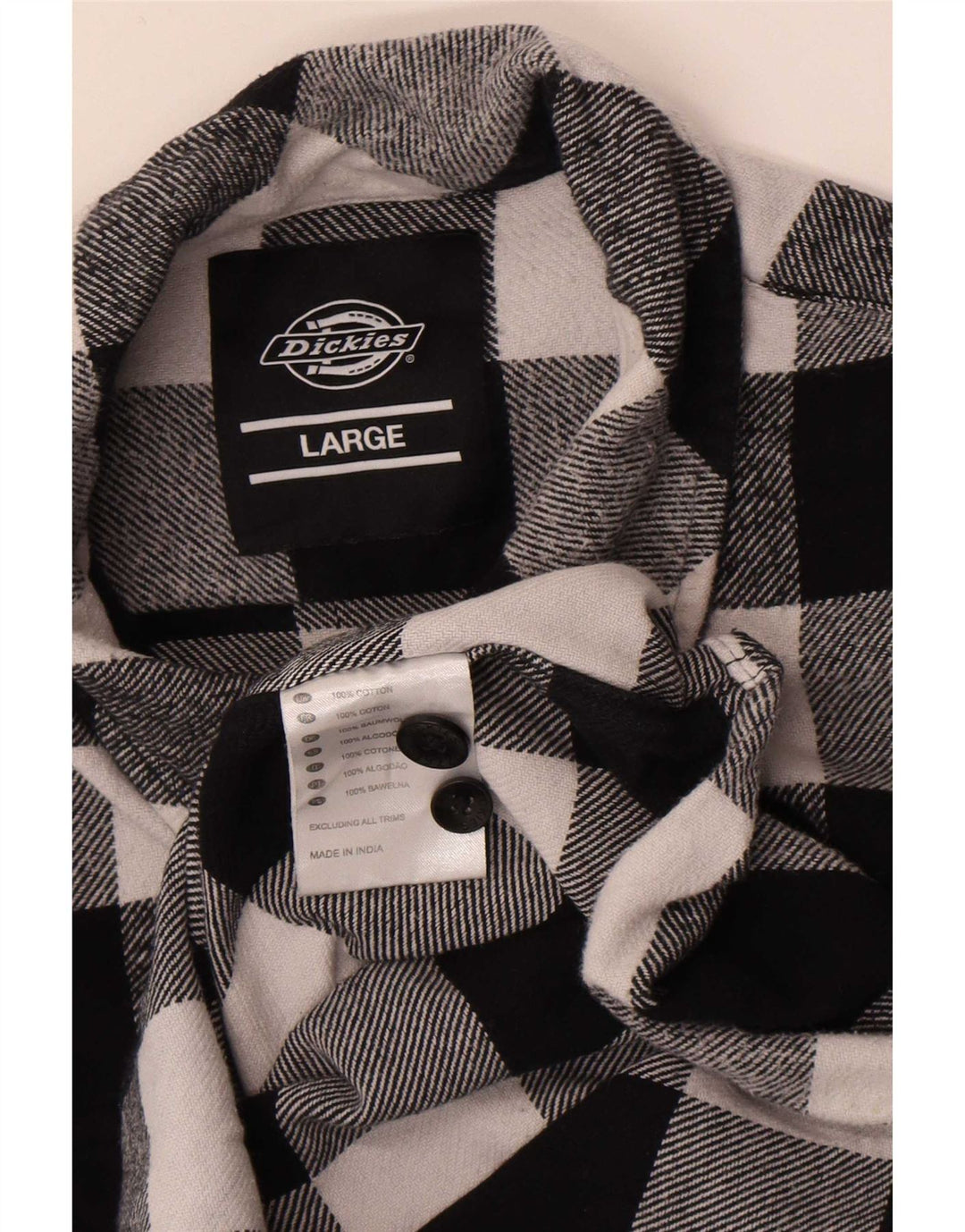 Dickies Herre flannelskjorte Stor sort Gingham Bomuld