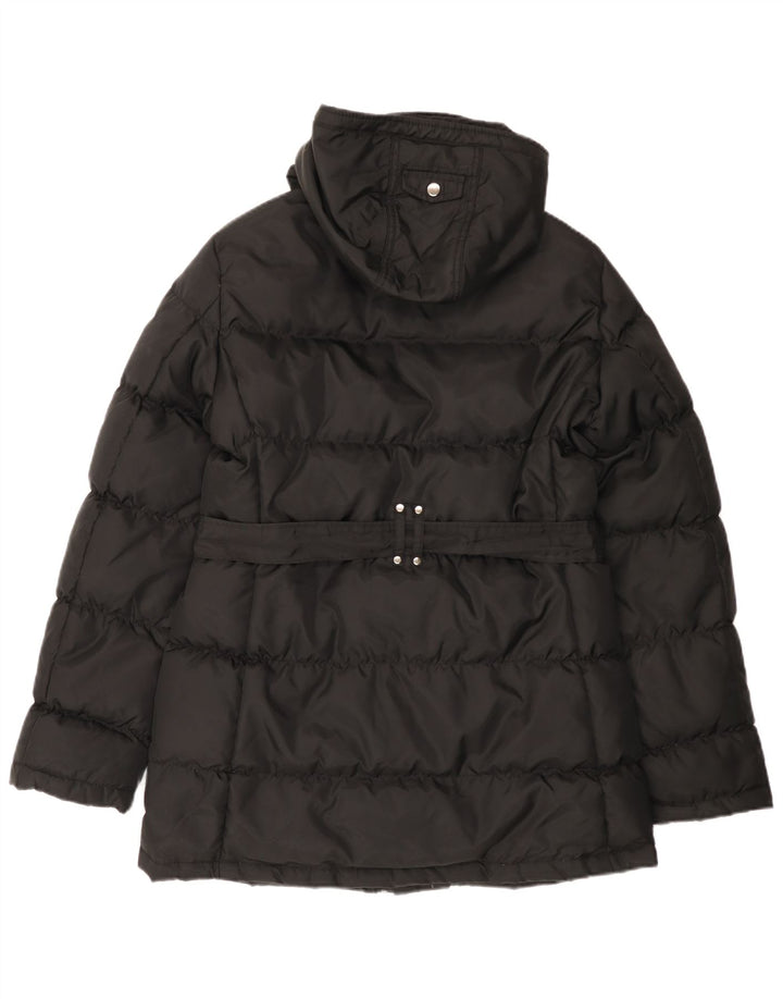 Zara Dame Hætte Polstret Frakke UK 14 Medium Sort