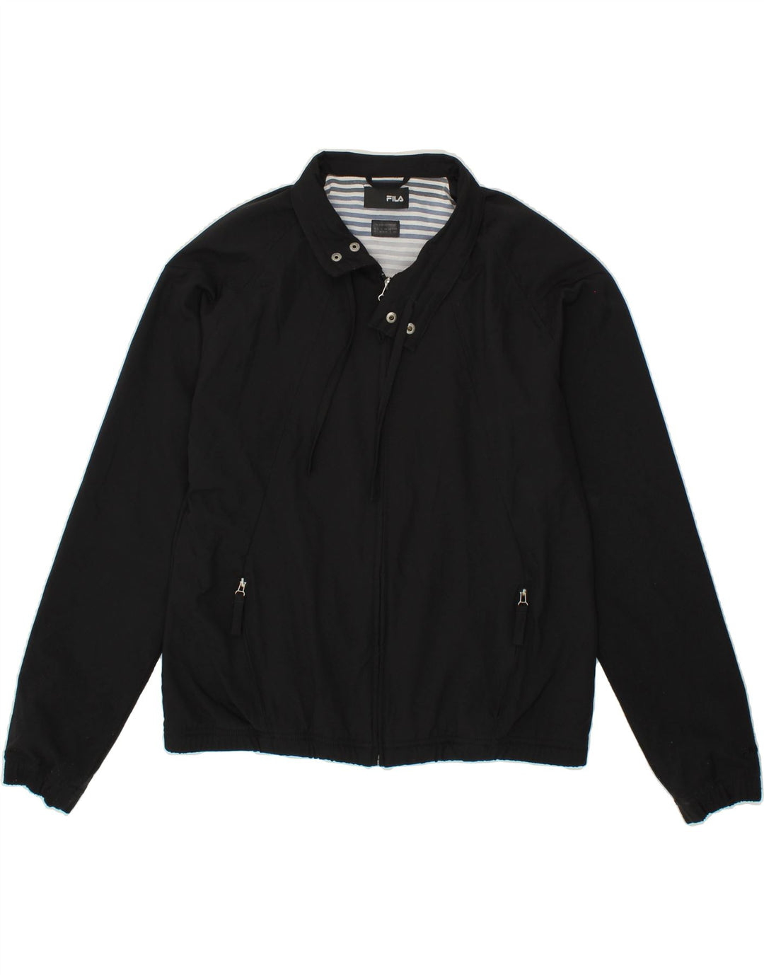 FILA Womens Bomber Jacket UK 14 Medium Black Polyester Vintage Fila and Second-Hand Fila from Messina Hembry 