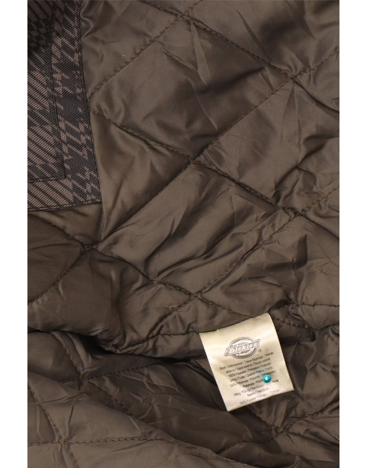 Dickies Dame Hooded Bomber Polstret Jakke UK 14 Large Grey Houndstooth