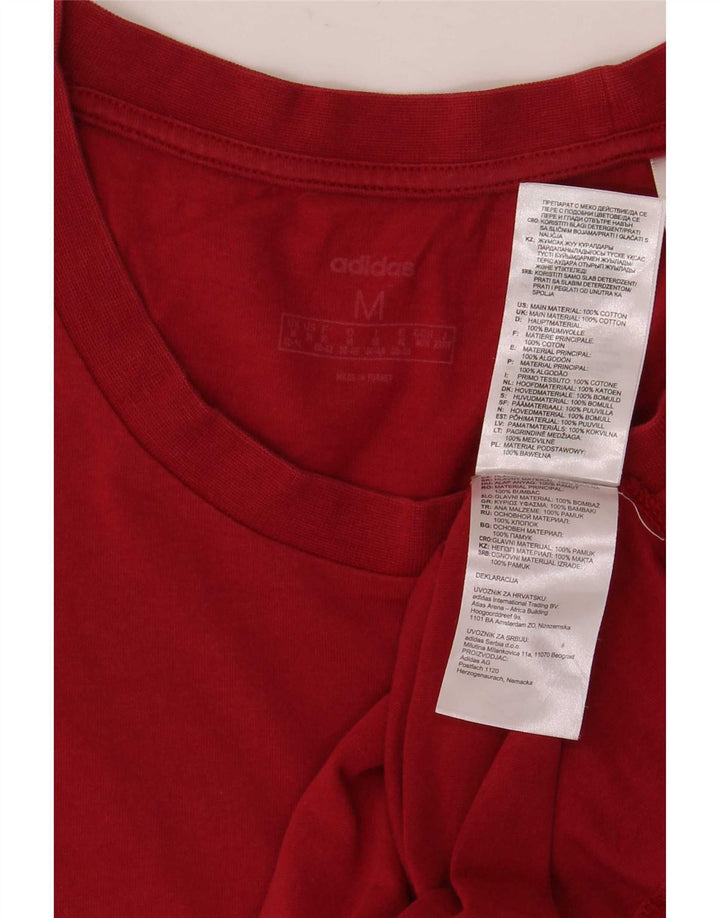 Adidas Dame T-Shirt Top UK 12/14 Medium Rød Bomuld