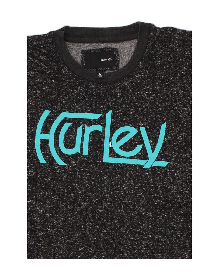 HURLEY Mens Graphic Sweatshirt Jumper Large Grey Cotton Vintage Hurley and Second-Hand Hurley from Messina Hembry 