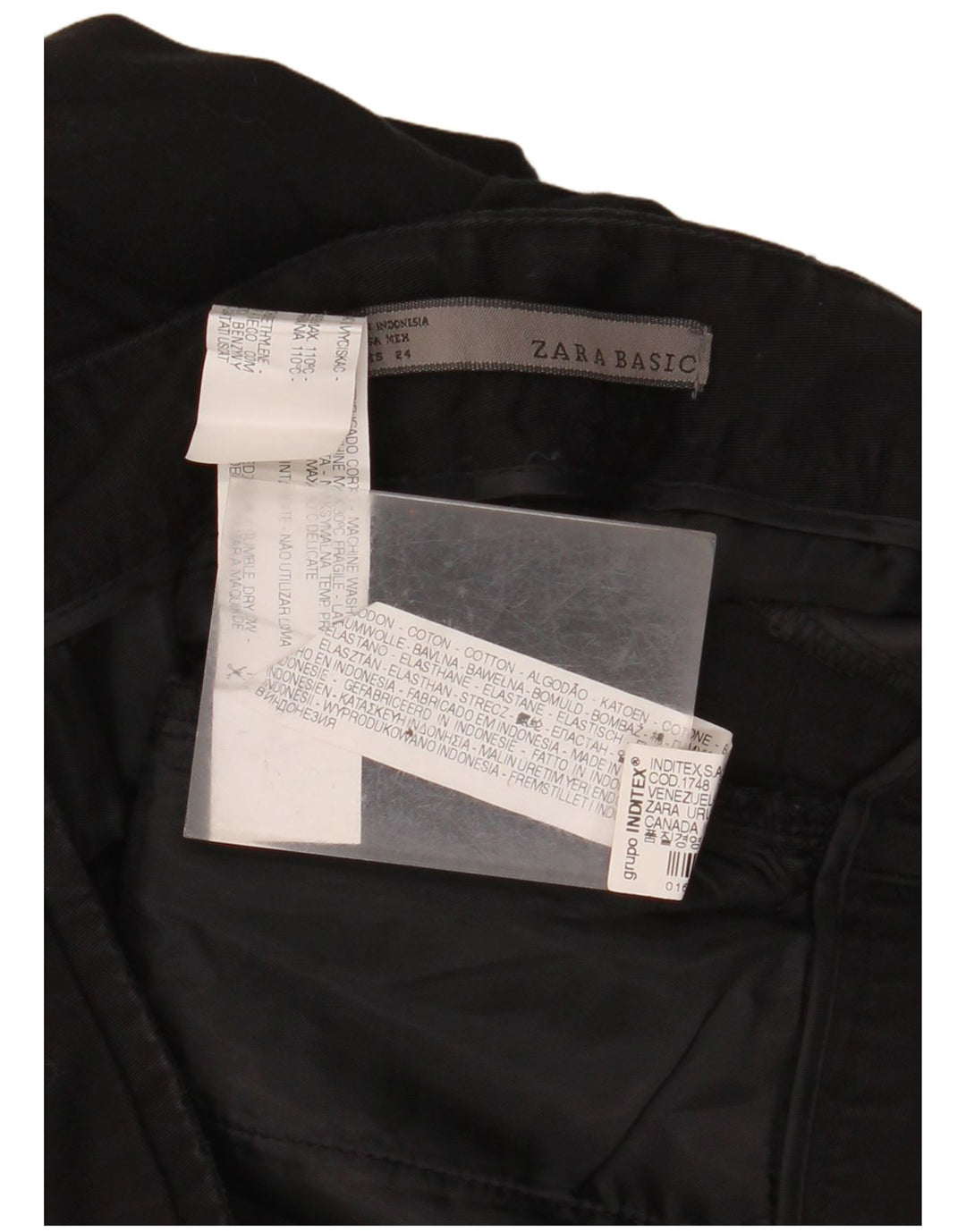 ZARA Chino Shorts til kvinder EU 34 2XS W24 Sort Bomuld