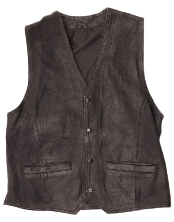 Vintage herre ruskind vest IT 48 medium sort læder