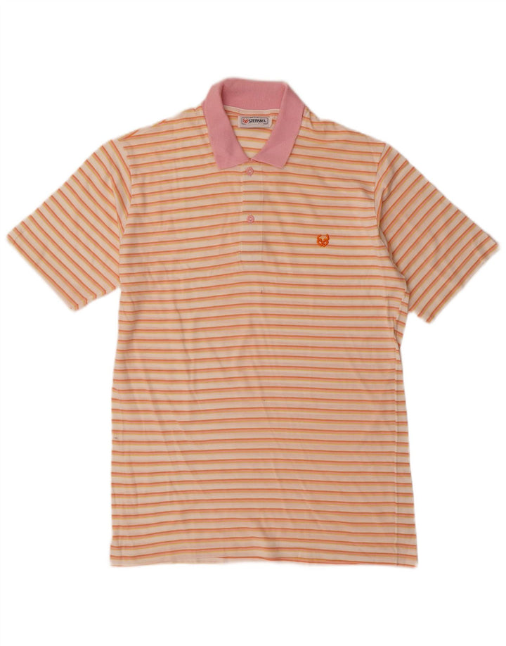 Stefanel Herre Polo Shirt IT 50 Medium Flerfarvet Stribet Bomuld