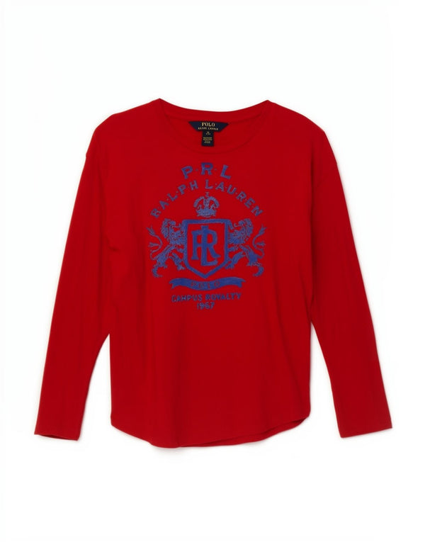 Polo Ralph Lauren piger grafisk top langærmet 8-9 år medium rød bomuld