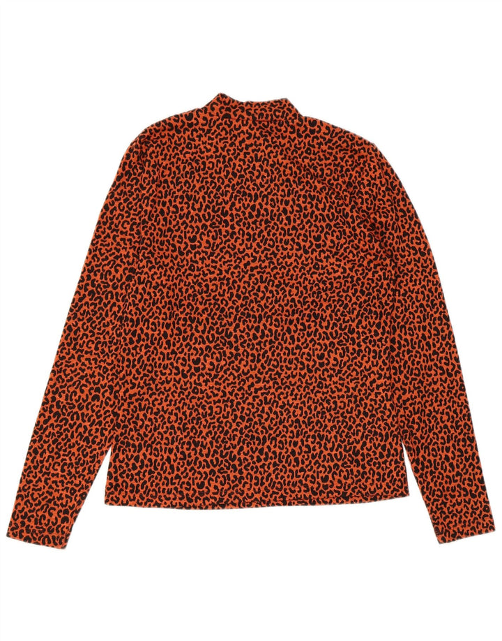 WHISTLES Dame Top Langærmet UK 12 Medium Orange Animal Print