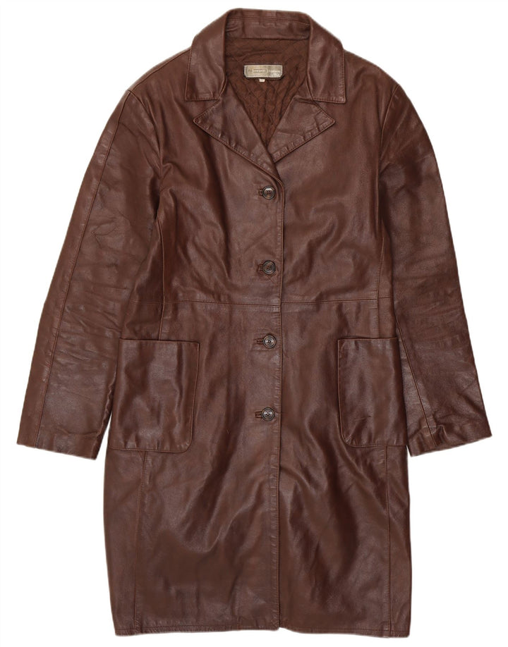 VINTAGE læderfrakke til kvinder UK 18 XL brunt læder