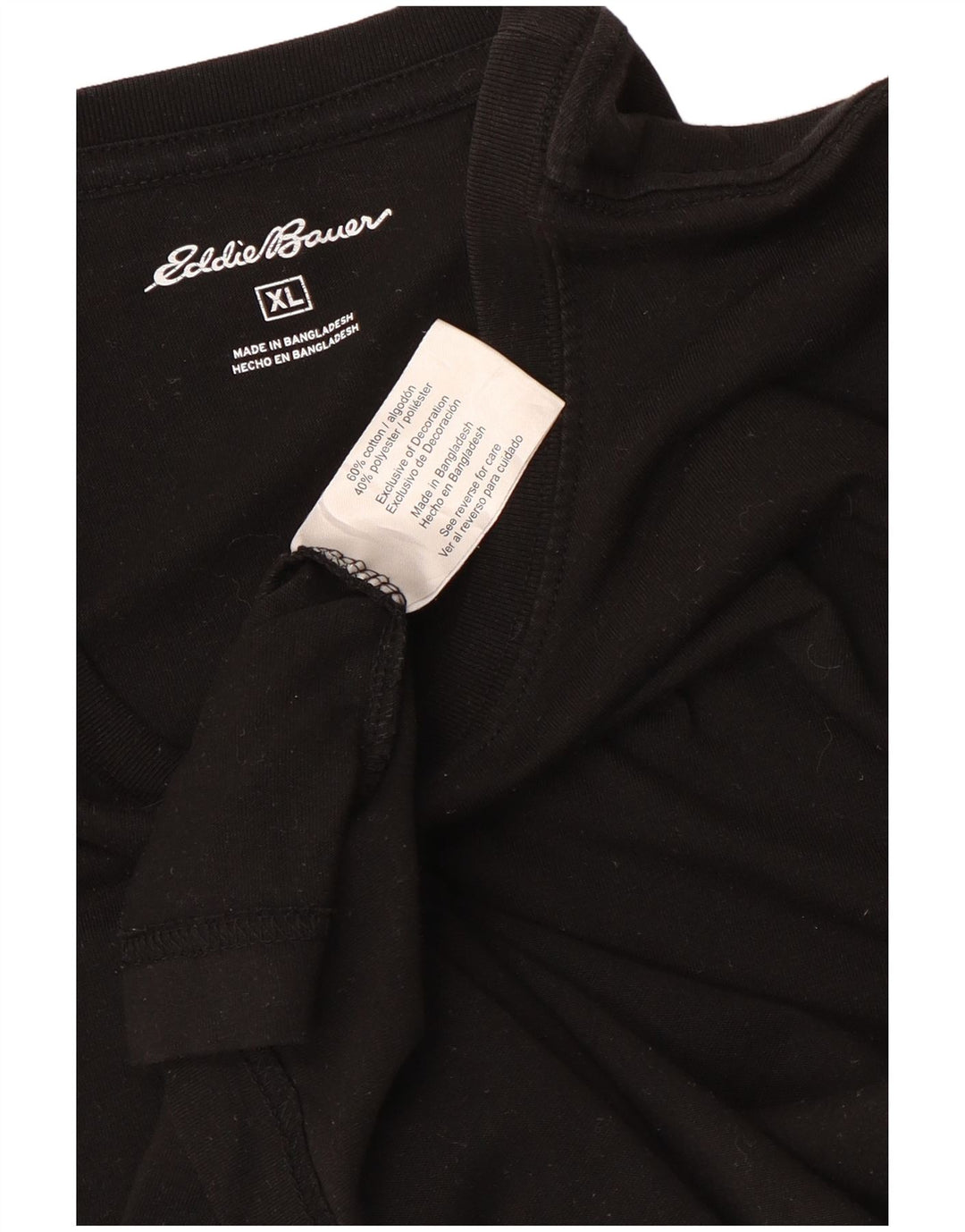 Eddie Bauer Herre T-Shirt Top XL Sort Bomuld