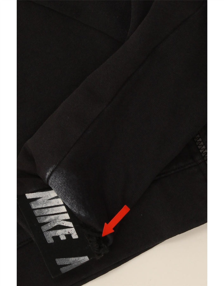 NIKE Herre grafisk hættetrøje med lynlås, stor sort bomuld