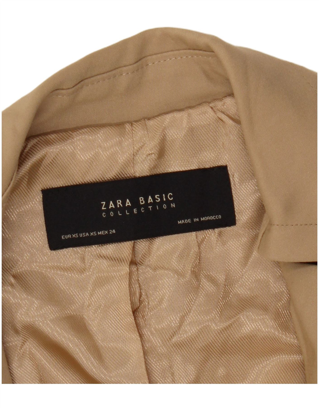 ZARA ærmeløs dobbeltradet frakke til kvinder UK 6 XS Beige