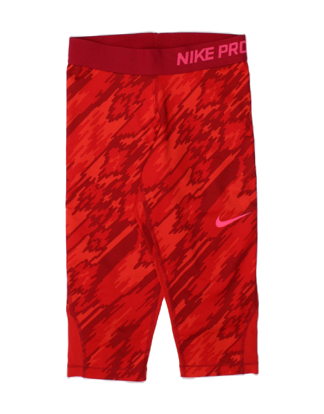 NIKE Girls Dri Fit Capri Leggings 8-9 Years Small Red Camouflage Polyester Vintage Nike and Second-Hand Nike from Messina Hembry 