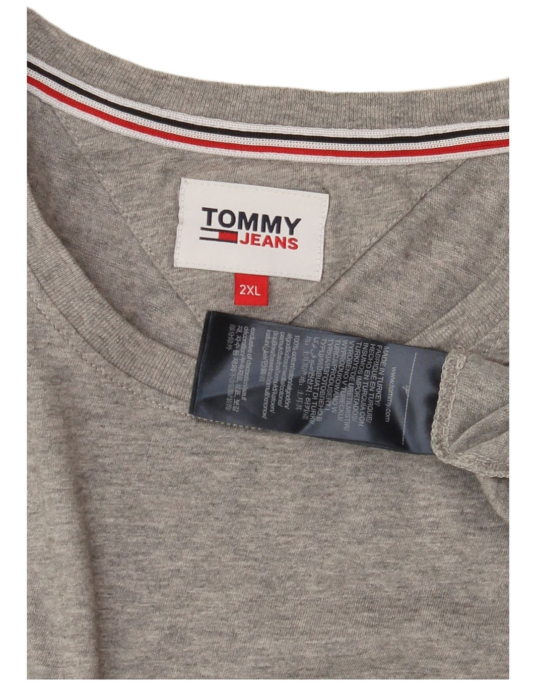 TOMMY HILFIGER T-shirt top til kvinder UK 20 2XL Grå bomuld